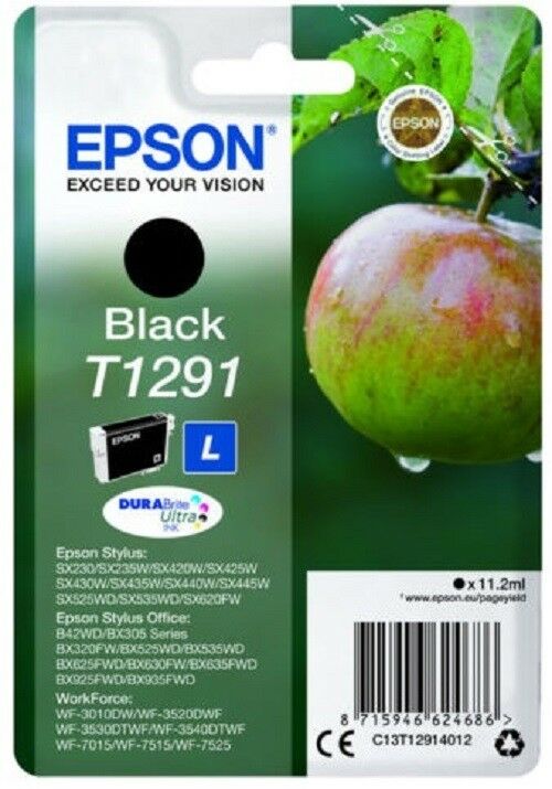 Epson T1291 Apple Genuine Original Black Ink Cartridge For SX445W SX525WD SX425W