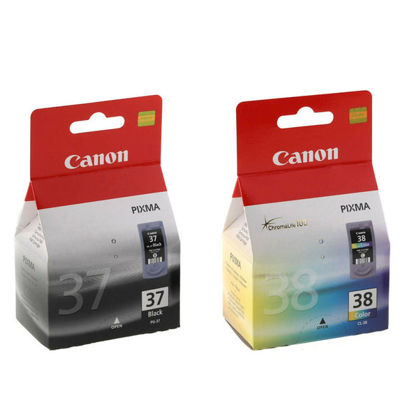 Canon  PG-37 & CL-38 Original OEM Inkjet Cartridges For Canon MP140, MP210 MX310