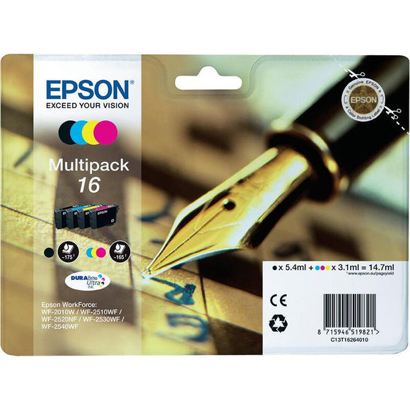 Genuino Epson 16 T1626 Tinta Multipack WF-2010DW WF-2510WF WF-2530W C13T16264010