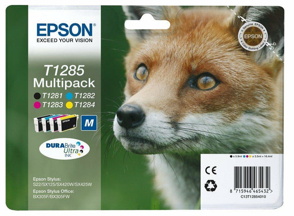 Neu 4 Epson Original T1285 T1281, T1282, T1283, T1284 Großpackung Tintenpatronen