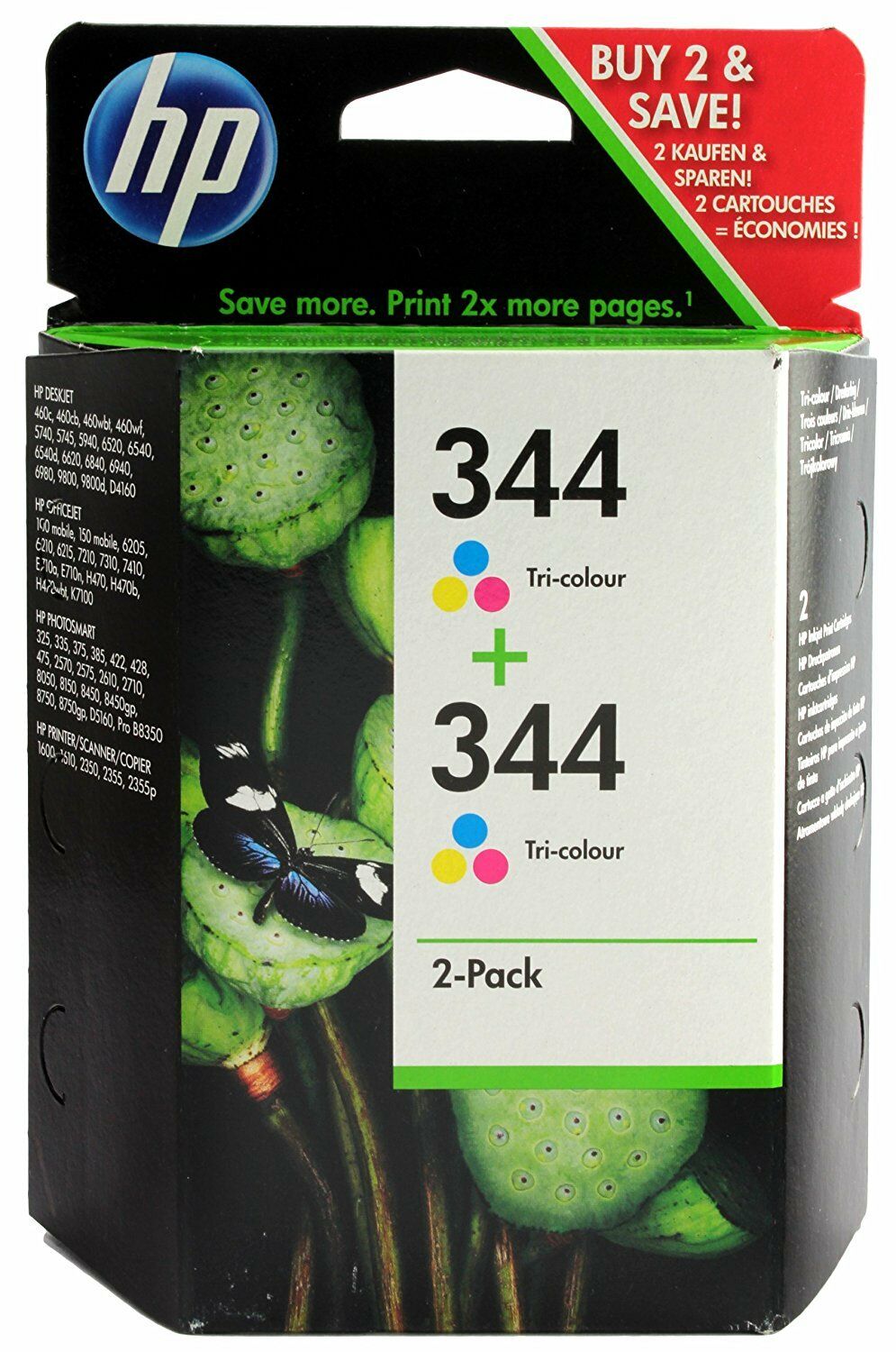 2 x GENUINE ORIGINAL HP 344 Colour Inkjet Cartridges C9363EE BRAND NEW TWIN PACK