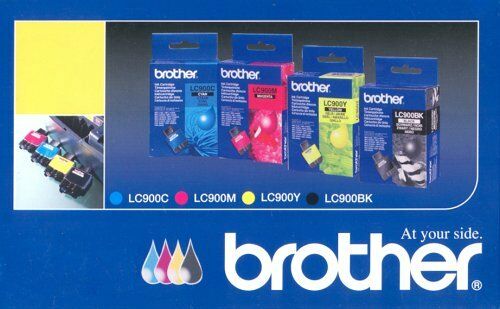 Brother Genuine LC900 4 x  Black Cyan Magenta Yellow Ink Cartridge Multipack