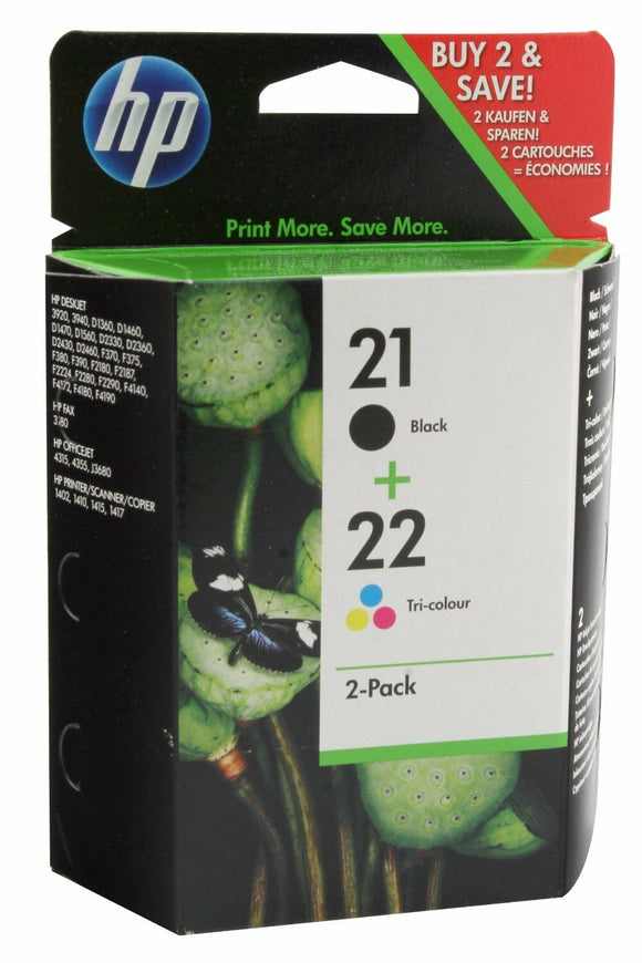 Genuino HP 21 Negro & Cartucho De Tinta Para Deskjet F2280 Original