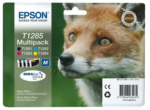 *New 4 Epson Original T1285 T1281, T1282, T1283, T1284 Bulk Pack Ink Cartridges