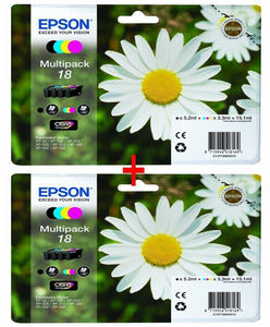 2 Epson 18 = 18XL Claria Mehrfachpackung 8 Schwarz & farben Inks XP-312 XP-315