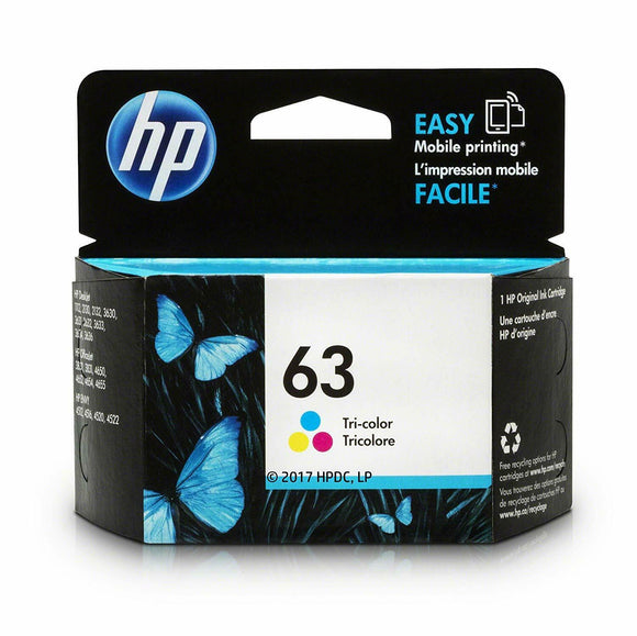 Genuine HP 63 Standard Yield Tri-Color Inkjet Print Ink Cartridges F6U61A 4650