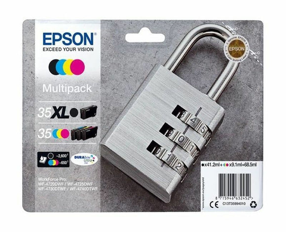 Genuine Epson T3599 Padlock (35XL) Cartridge Multipack 4 or 6 inks  WF-4730DTWF
