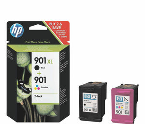 2X GENUINE CARTRIDGES HP 901XL BLACK + 901 COLOUR J4660 J4680 G510A FAST POSTAGE