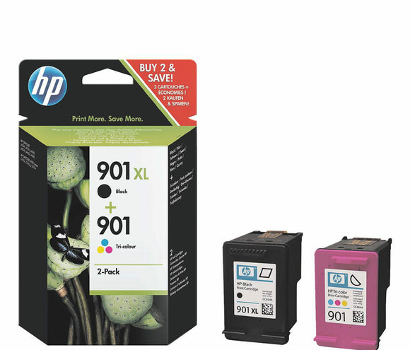 2X GENUINE CARTRIDGES HP 901XL BLACK + 901 COLOUR J4660 J4680 G510A FAST POSTAGE