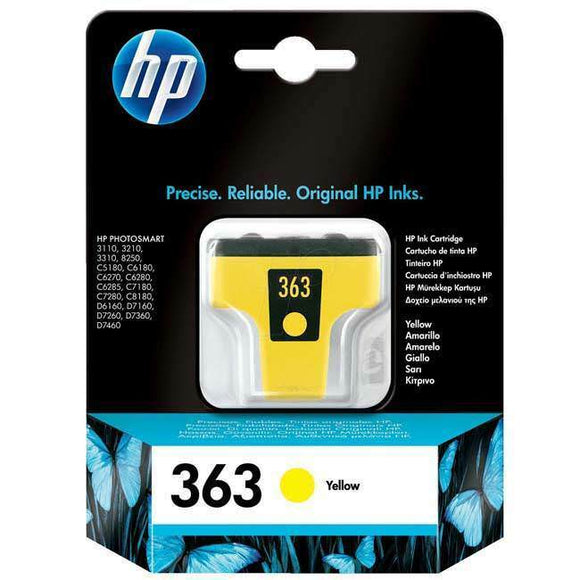 HP 363 Ink Cartridge YELLOW C8773E Original Genuine D7460, PSC 1216 C4280 C5180