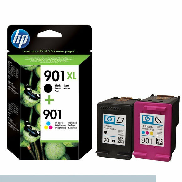 HP 901XL Black/ 901 Colour Original OEM Inkjet Cartridges 4500 CC654AE J4580 VAT