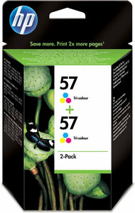 HP 57 + 57 Tri Colour Ink Cartridges Twin Pack C9503AE - Genuine 5150 5650 5145