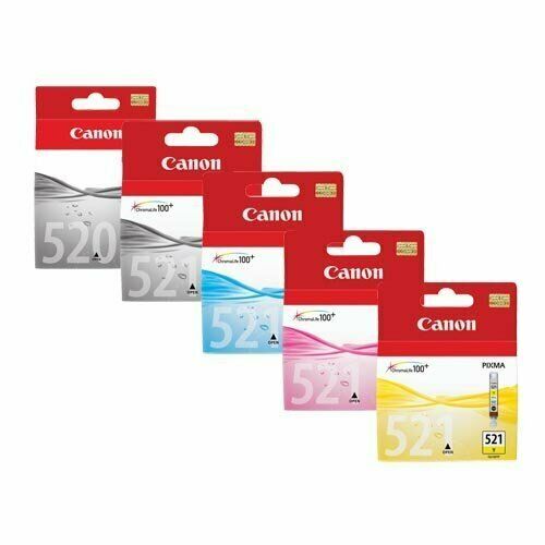 5 x Canon Genuine Ink Cartridges PGI520BK CLI-521BK 520 521 iP4700 iP4600 iP3600