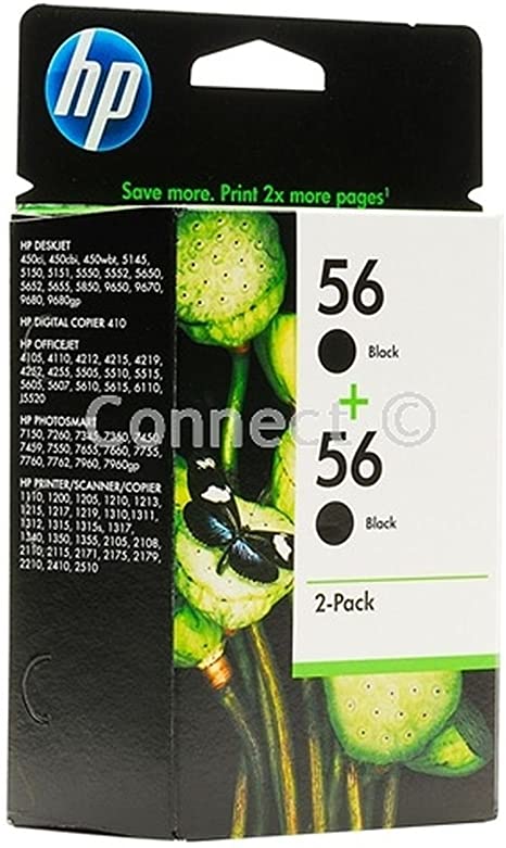 2x Original HP 56 C9502A Black Multipack - Printer Ink Cartridges