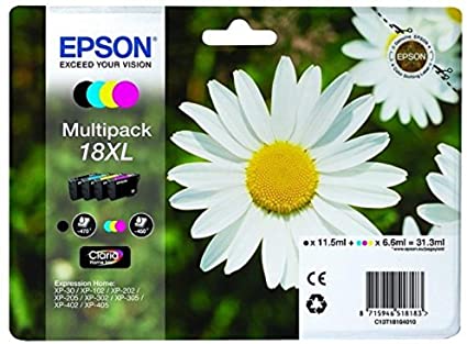 Epson 18XL Black & Colour High Capacity Ink Cartridge 4 Pack (Original)