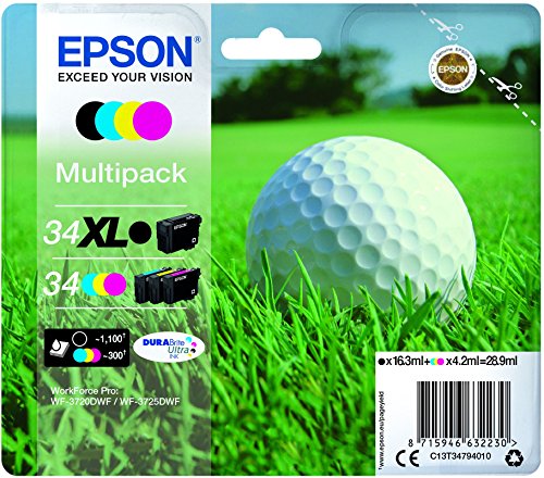 Epson C13T34794010 34 X-Large Consumables Ink and Toner Cartridges, Multipack (X-Large BK STD CMY)