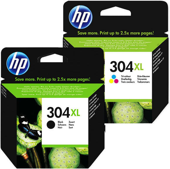 HP Original 304 XL 1x Black N9K08AE + 1x Colour N9K07AE Ink cartridges