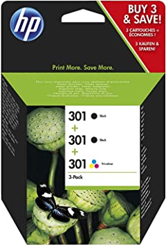 HP E5Y87EE 301 Original Ink Cartridge, Black and Tri-Colour, Pack of 3