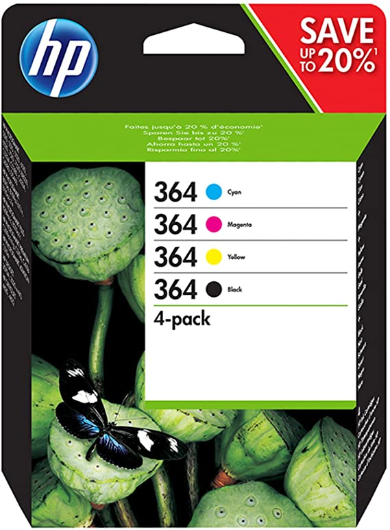HP N9J73AE 364 Original Ink Cartridges, Black/Cyan/Magenta/Yellow, Pack of 4