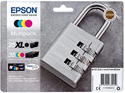 Genuine Epson 35XL BLACK Plus 35 Padlock Multipack Ink Cartridges