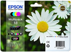 Epson 18 Multipack 4 Ink Cartridges (Black, Cyan, Magenta, Yellow)