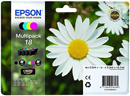 Epson 18 Multipack 4 Ink Cartridges (Black, Cyan, Magenta, Yellow)