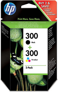 HP CN637EE 300 Original Ink Cartridges, Black and Tri-color, Pack of 2 inks - No Box