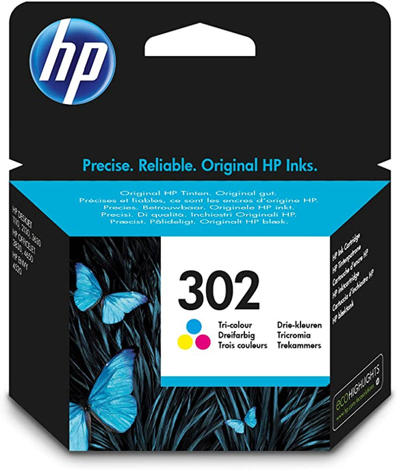 HP F6U65AE 302 Original Ink Cartridge, Tri-Colour, Single Pack