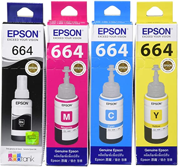 Epson  664 EPT664 BK/C/M/Y  Ink Cartridge (Pack of 4)