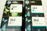 Genuine HP 364 Combo / 364XL Black and Colour Ink Cartridges Photosmart Cyan Lot