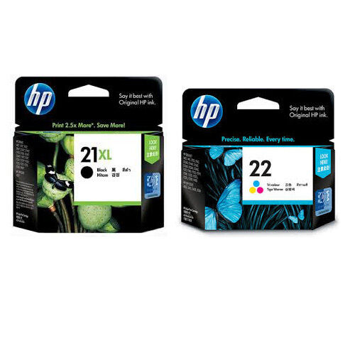 HP 21XL 22 Genuine/Original 2 Ink Cartridges DeskJet 3810, 3816 J5520 J3680 1415